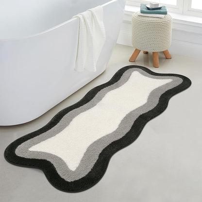 Skorter | Black Gradient Bath Mats, Carpet for Bathrooms, Cute Non-Slip Irregular Carpet for Shower Room