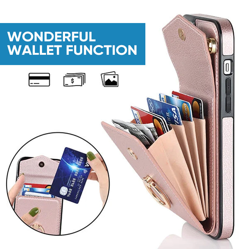 Skorter | Leather Wallet Case with Ring & Lanyard for iPhone