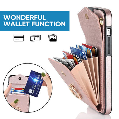 Skorter | Leather Wallet Case with Ring & Lanyard for iPhone