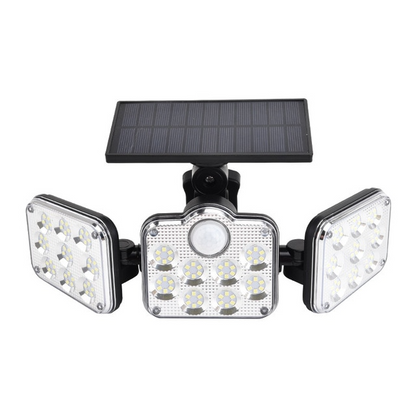 Skorter | Solar LED floodlight with motion sensor – 3-beam outdoor lighting for garden, yard, and garage