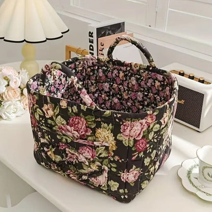 Skorter | Floral Canvas Storage Basket for Home Organization