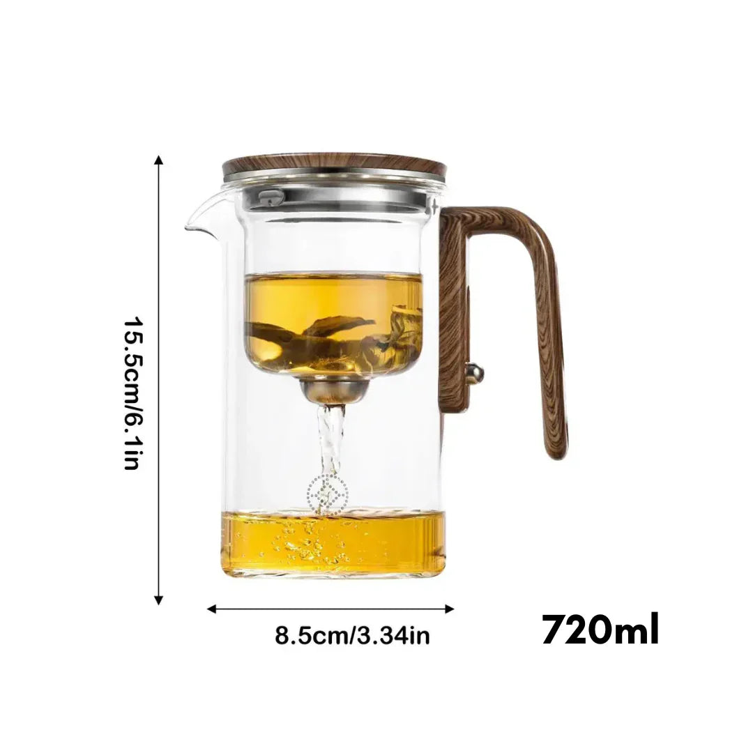 Skorter | Elegant Teapot Made of Glass with Wooden Handle – Transparent Teapot for Tea Enjoyment