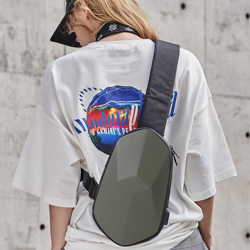 Skorter | Anti-theft, Waterproof, Anti-collision Chest Bag, with Geometric 3D Shell, Side USB Interface, High-quality Protection, Multi-layer Partition Storage, for Travel, Outing, Shopping and More