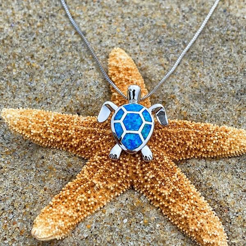 Skorter | Blue Opal Sea Turtle Necklace