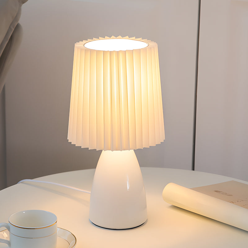 Skorter | Dimmable Desk Lamp | Glass Base with USB Port for Adjustable Lighting in Home Office or Study | Pink Shade Lamp