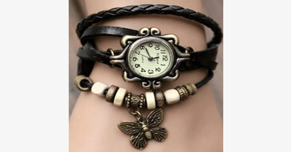 Skorter | Butterfly Wrap Watches - Multicolored Genuine Leather Snap Back Watch