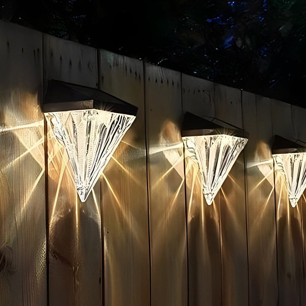 Skorter | 2 Pieces Geometric LED Waterproof Black Solar Wall Lamp