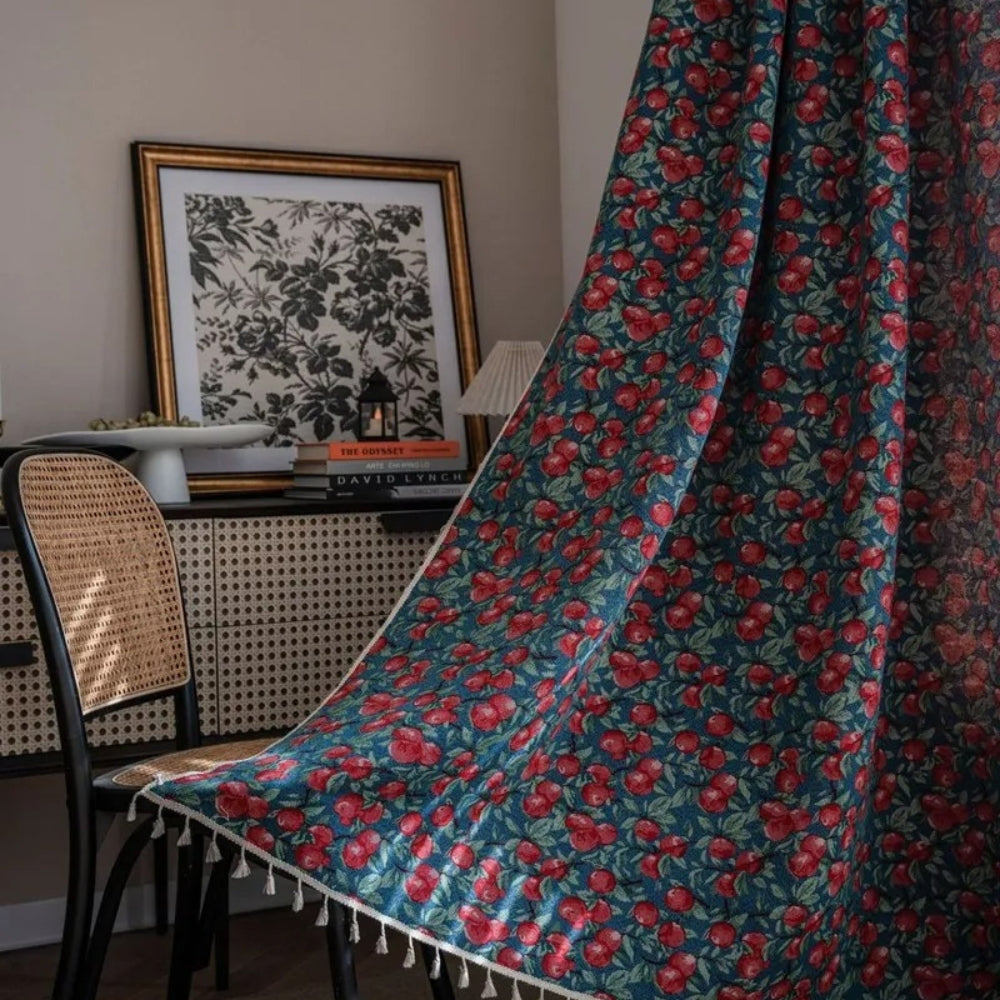 Skorter | Cherry Bloom Botanical Tassel Curtain