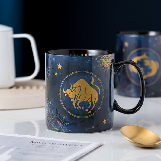 skorter | 12 Zodiac Signs Mug Cobalt Blue Ceramic Coffee Mug