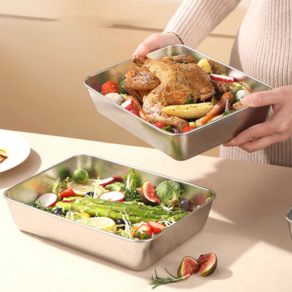 skorter | 304 Stainless Steel Square Plate with Lid Food Storage Container for the Kitchen