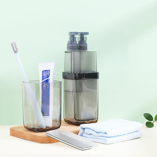 Skorter | 8-in-1 Portable Sub-Bottle, with 2 Cups, 2 Travel Bottles, Soft Toothbrush, Foldable Comb, Toothpaste & Towel