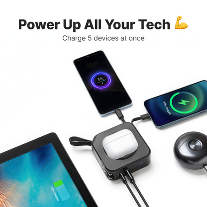 Skorter | 5-in-1 Wall Charger with Wireless Charging Pad and Power Bank - All-in-One Charging Solution
