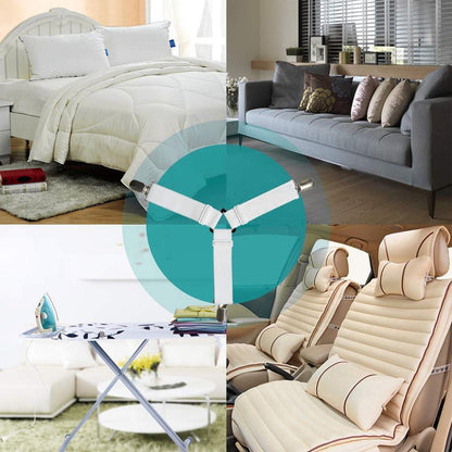 Skorter | Bed Sheet Tighter, 8-Pack Adjustable Triangular Elastic Band Straps