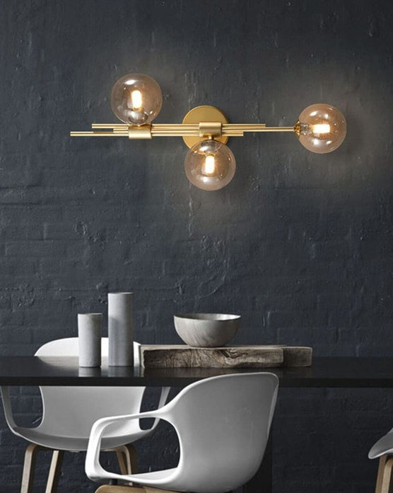 Skorter | 3 Head Glass Ball Wall Lamp - Amber