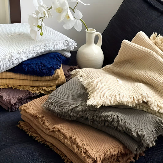 Skorter | Cotton Crinkle Tassel Blanket