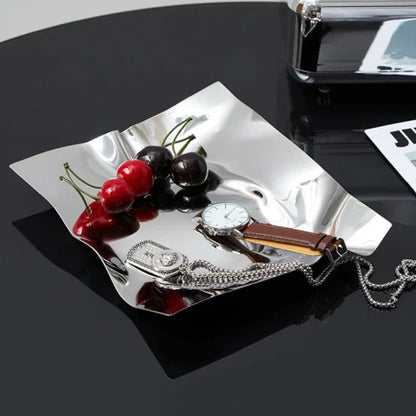 Skorter | Wrinkled Stainless Steel Obsidian Tray