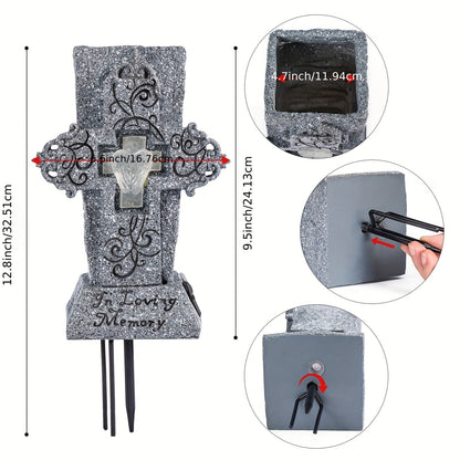 Skorter | Solar Powered LED Cemetery Vase with Detachable Spike – Rechargeable, Weather-Resistant Memorial Gravestone Decoration for Fresh or Artificial Flowers – Thoughtful Memorial Gift