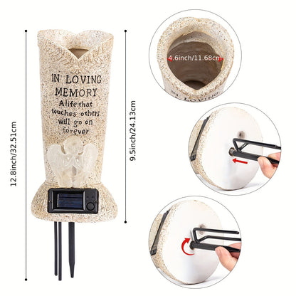 Skorter | Solar Powered LED Cemetery Vase with Detachable Spike – Rechargeable, Weather-Resistant Memorial Gravestone Decoration for Fresh or Artificial Flowers – Thoughtful Memorial Gift