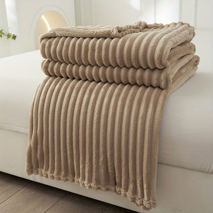 Skorter | Thick Striped Plush Rug - Soft and Skin-Friendly Sofa Blanket, Multifunctional Nap Rug