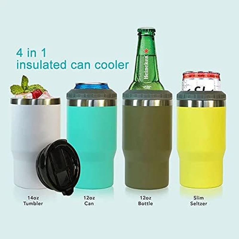 Skorter | 4 in 1 stainless steel can/bottle insulator, 14Oz two-way lid SUS insulated can cooler, beer bottle holder (Black)