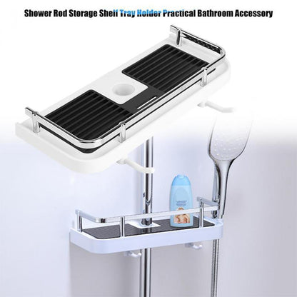 Skorter | Bathroom Shelf Caddy for Shower Rod, No Drilling Pole Shower Storage Shelf Holder