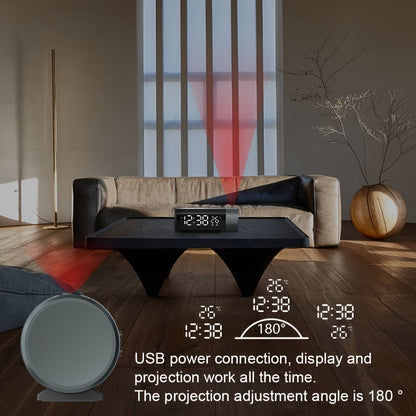 Skorter | ProjectElite - Modern Black Projector Alarm Clock with Dual Time and Temperature Display