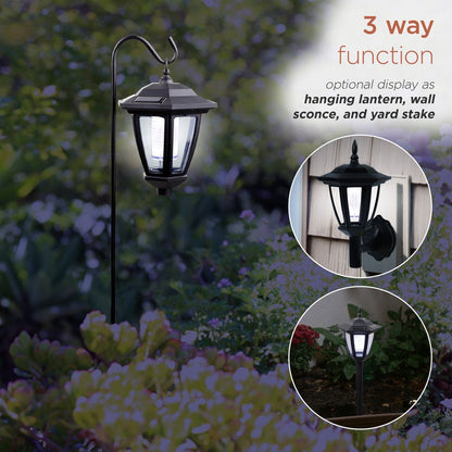 Skorter | Solar Black 3-function LED lamp - Stake, wall lamp or hanging, 30 inches high