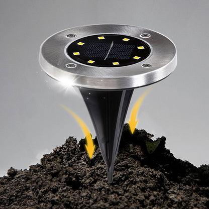 Skorter | 4 Pack Solar Ground Light 8 LED Solar Lights Outdoor Solar Energy Battery Garden Lighting Waterproof In-Ground Disk Light for Patio Pathway Garden Lawn Yard Driveway Deck Pathway