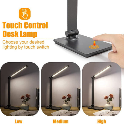 Skorter | Touch Control LED USB Table Lamp - Dimmable Table Lamps with USB Port (Includes AC Power Adapter)