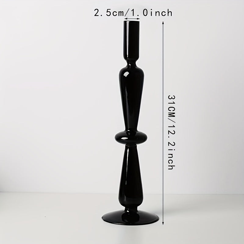 Skorter | 1pc Creative and Minimalist Glass Candle Holder Set - Lacquered Glass Vase Table Decoration for Living Room, Dining Table and Romantic Dinner