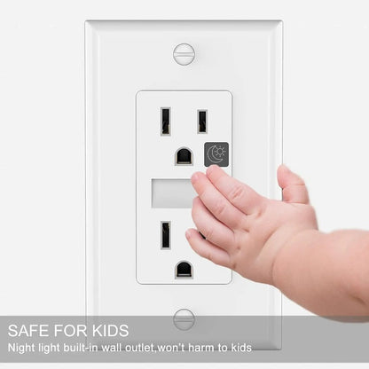 Skorter | 4 Pack LED Night Light Wall Outlet - Easy to Install, Standard Electrical Outlet with Night Light