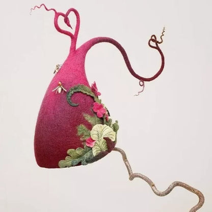 Skorter | HexaHat – Handmade Felt Witch Hat made of Merino Wool & Silk Chiffon