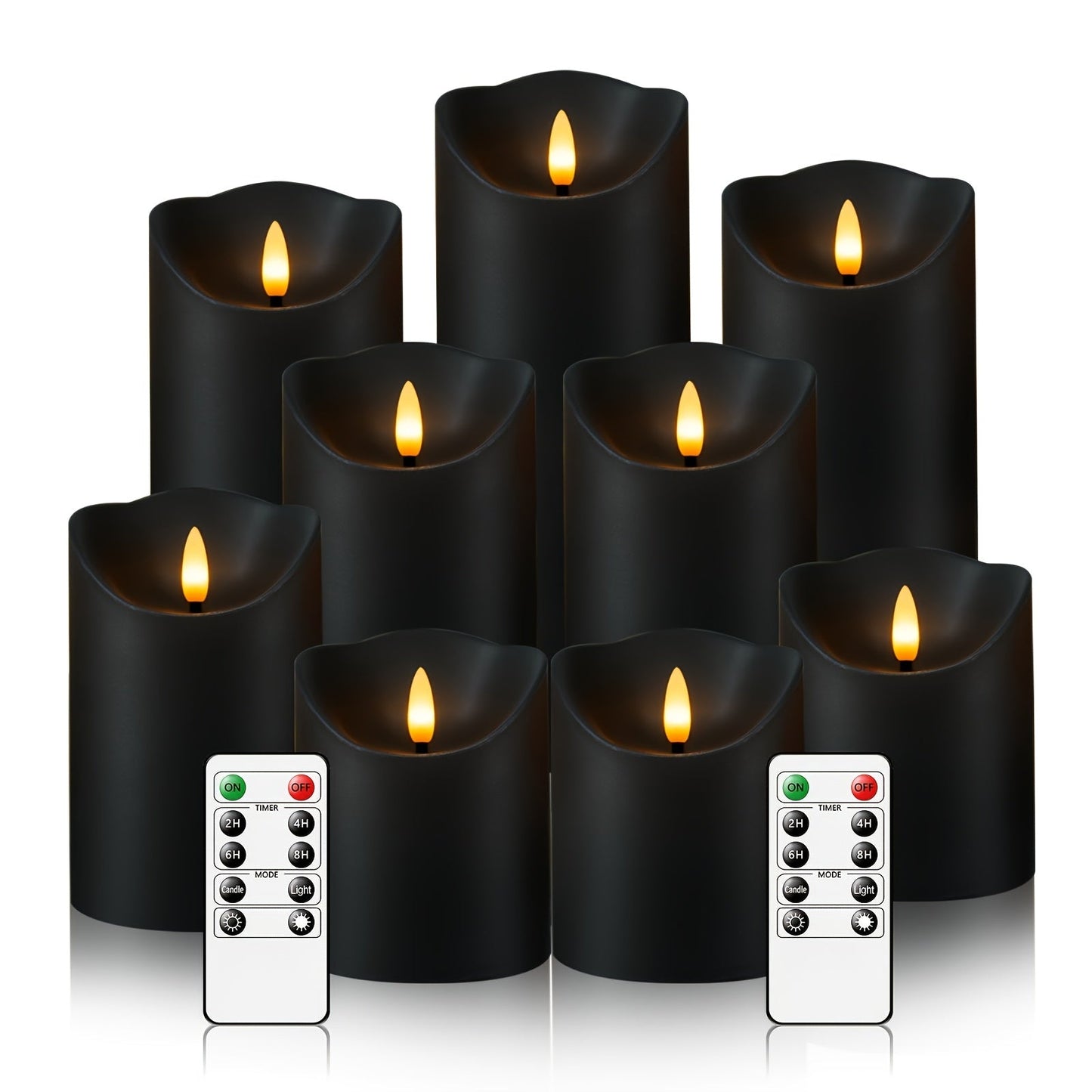 Skorter | GlowLuxe Flameless LED Candles Set (9-piece) – With Remote Control and Glitter Finish