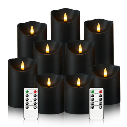 Skorter | GlowLuxe Flameless LED Candles Set (9-piece) – With Remote Control and Glitter Finish