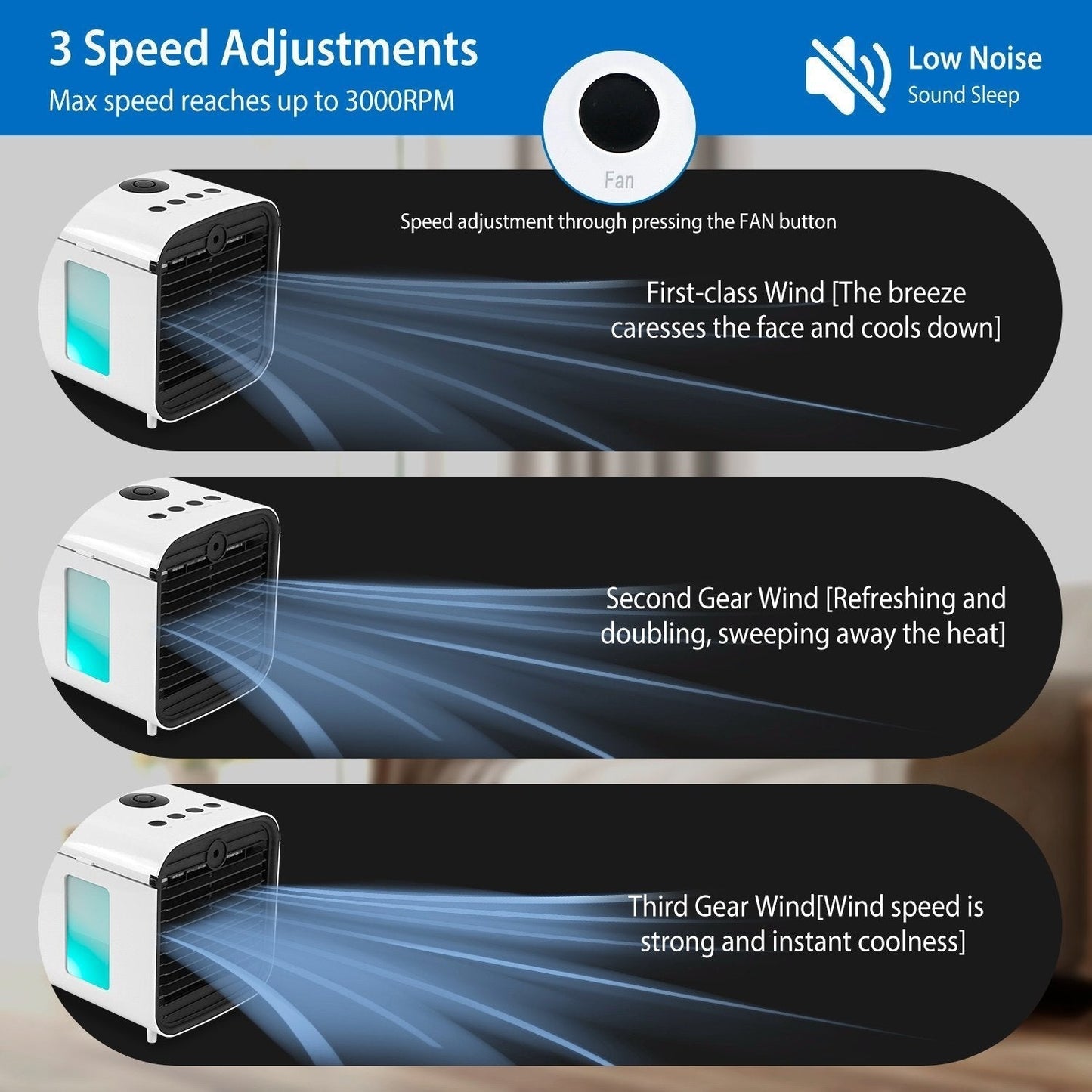 Skorter | 7-Colors Switchable Portable Mini Air Conditioner Cooler Fan