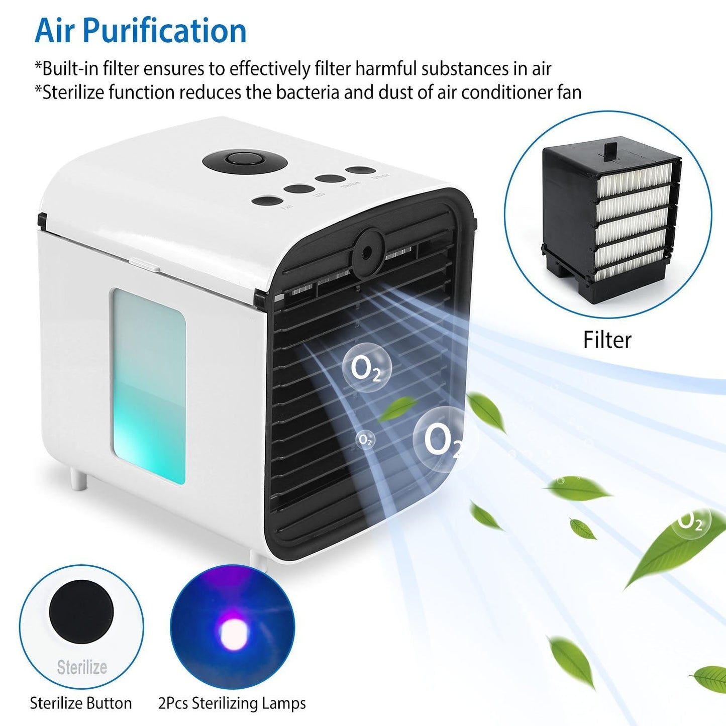 Skorter | 7-Colors Switchable Portable Mini Air Conditioner Cooler Fan