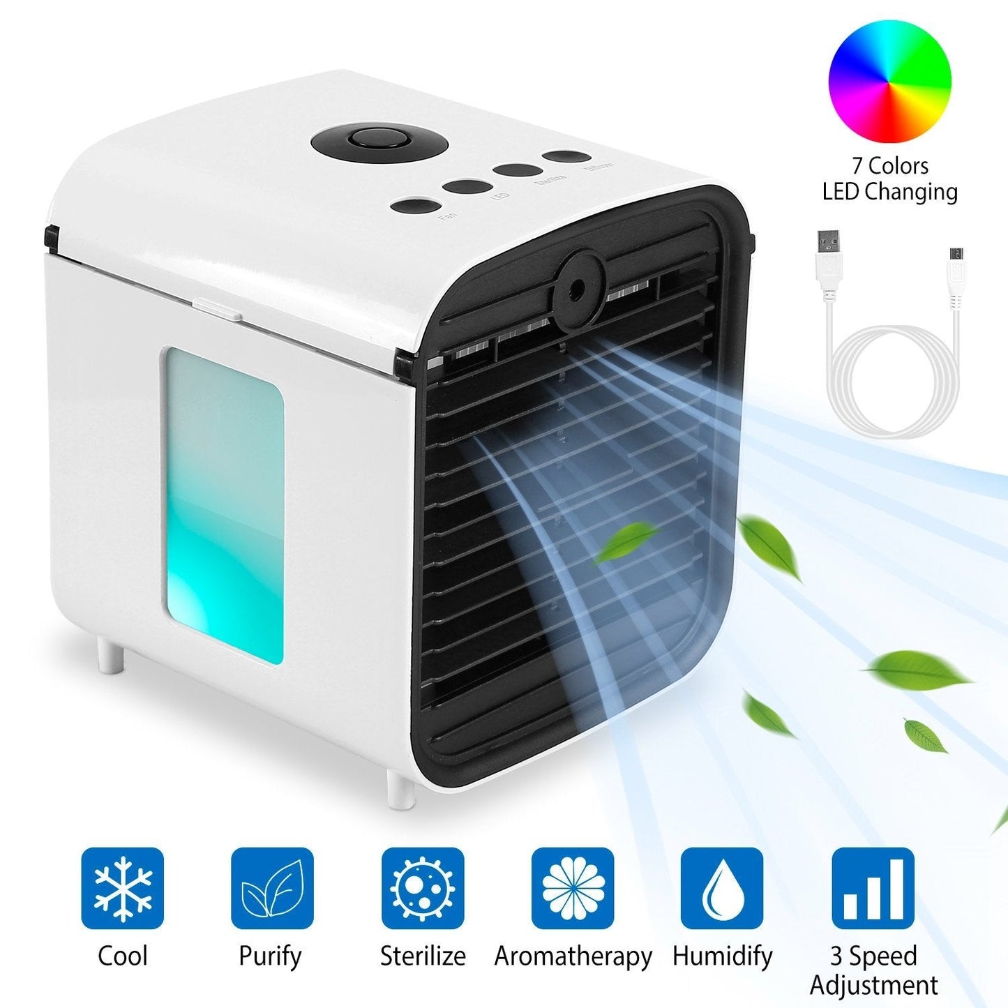 Skorter | 7-Colors Switchable Portable Mini Air Conditioner Cooler Fan