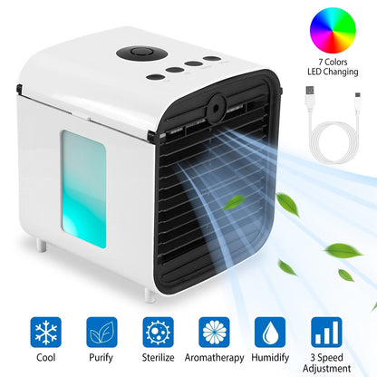 Skorter | 7-Colors Switchable Portable Mini Air Conditioner Cooler Fan
