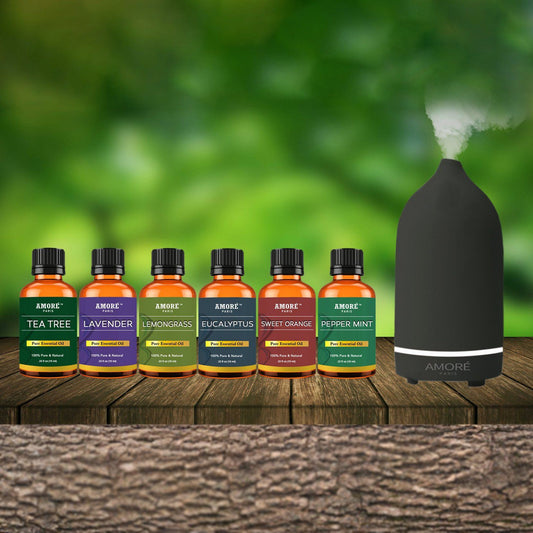 Skorter | 7-piece: Ceramic ultrasonic aromatherapy essential oil diffuser with essential oils