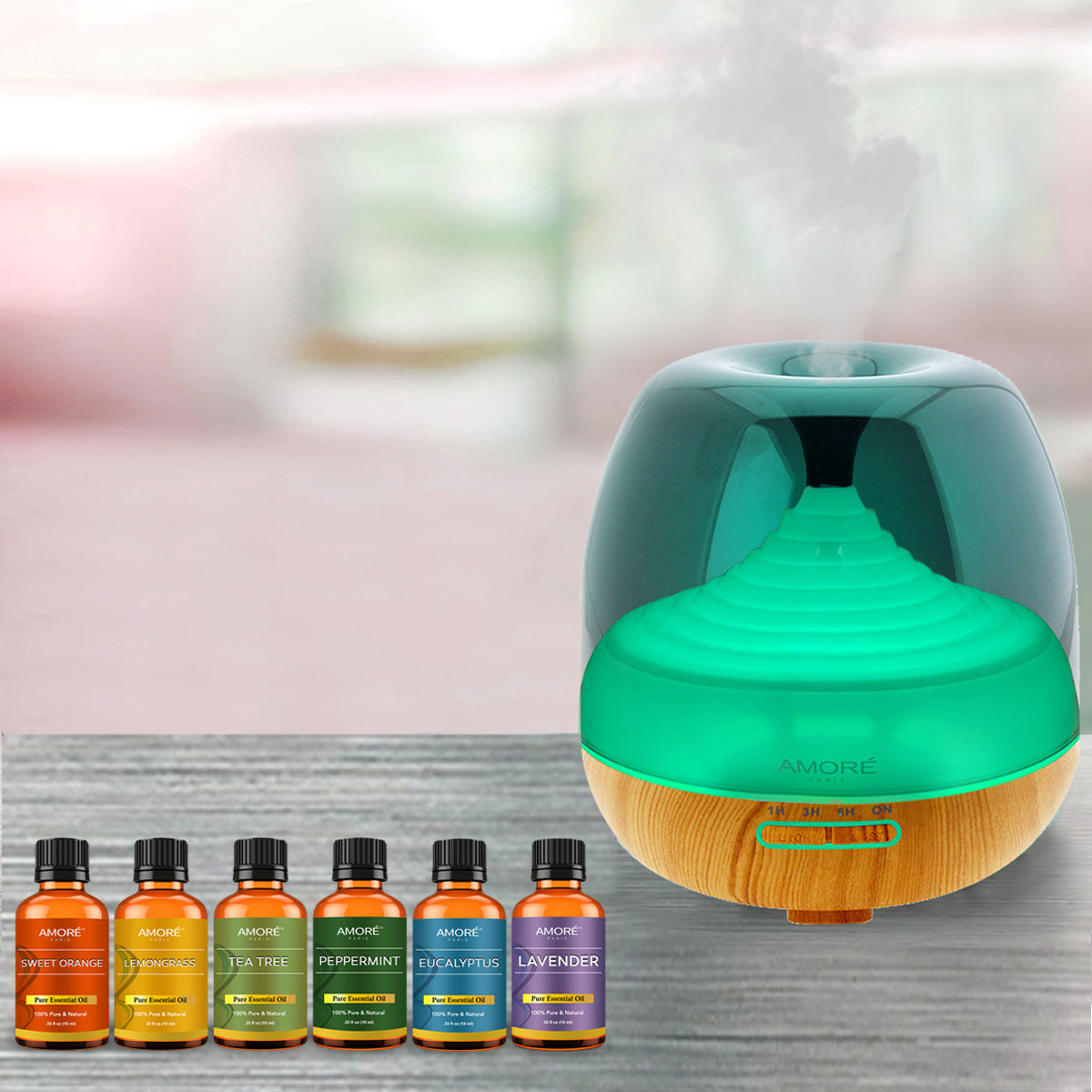 Skorter | 7-piece: Premium ultrasonic aromatherapy cool mist humidifier diffuser with essential oil gift set
