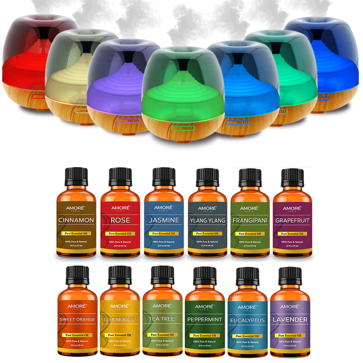 Skorter | 7-piece: Premium ultrasonic aromatherapy cool mist humidifier diffuser with essential oil gift set