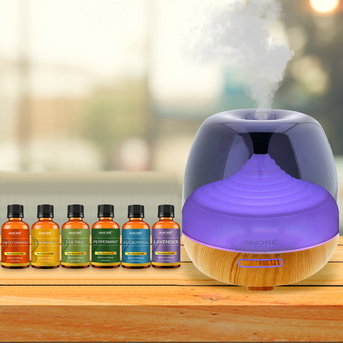Skorter | 7-piece: Premium ultrasonic aromatherapy cool mist humidifier diffuser with essential oil gift set