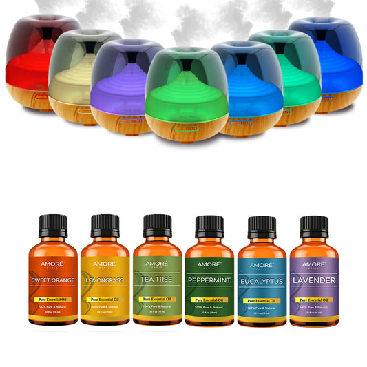 Skorter | 7-piece: Premium ultrasonic aromatherapy cool mist humidifier diffuser with essential oil gift set