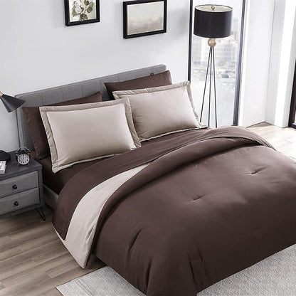 Skorter | 7-piece set: Chestnut colored reversible bedding collection
