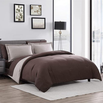 Skorter | 7-piece set: Chestnut colored reversible bedding collection