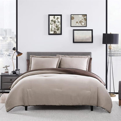 Skorter | 7-piece set: Chestnut colored reversible bedding collection