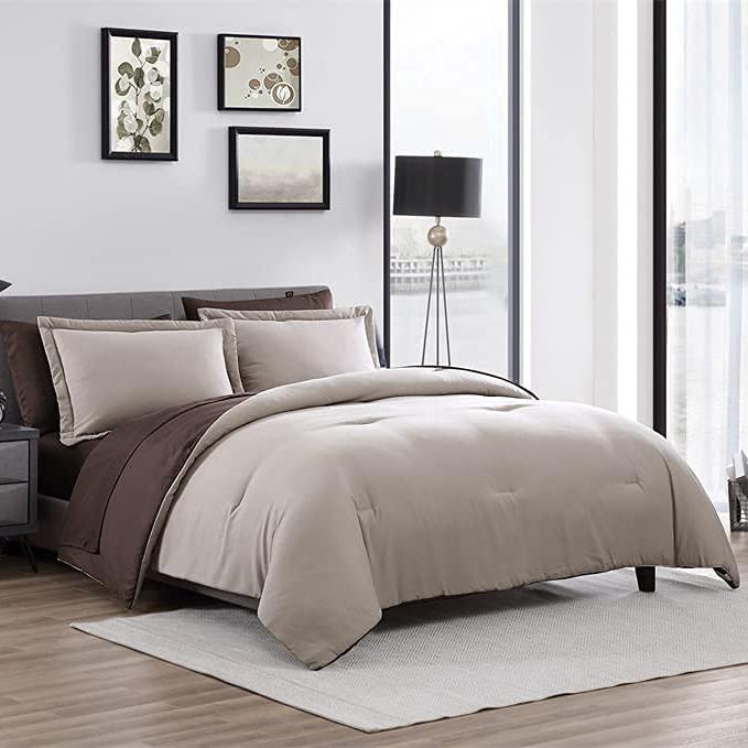 Skorter | 7-piece set: Chestnut colored reversible bedding collection