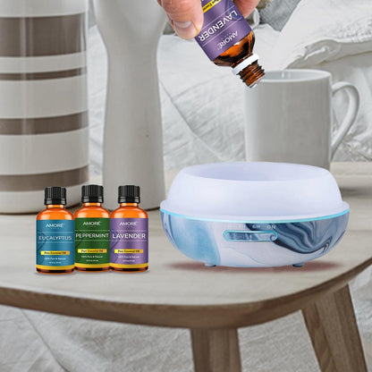 Skorter | 7-piece set: Hydro Dipped Ultrasonic Aromatherapy Diffuser With Essential Oils Gift Set