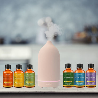 Skorter | 7-Piece: Ultrasonic Aromatherapy Essential Oil Diffuser with Essential Oils