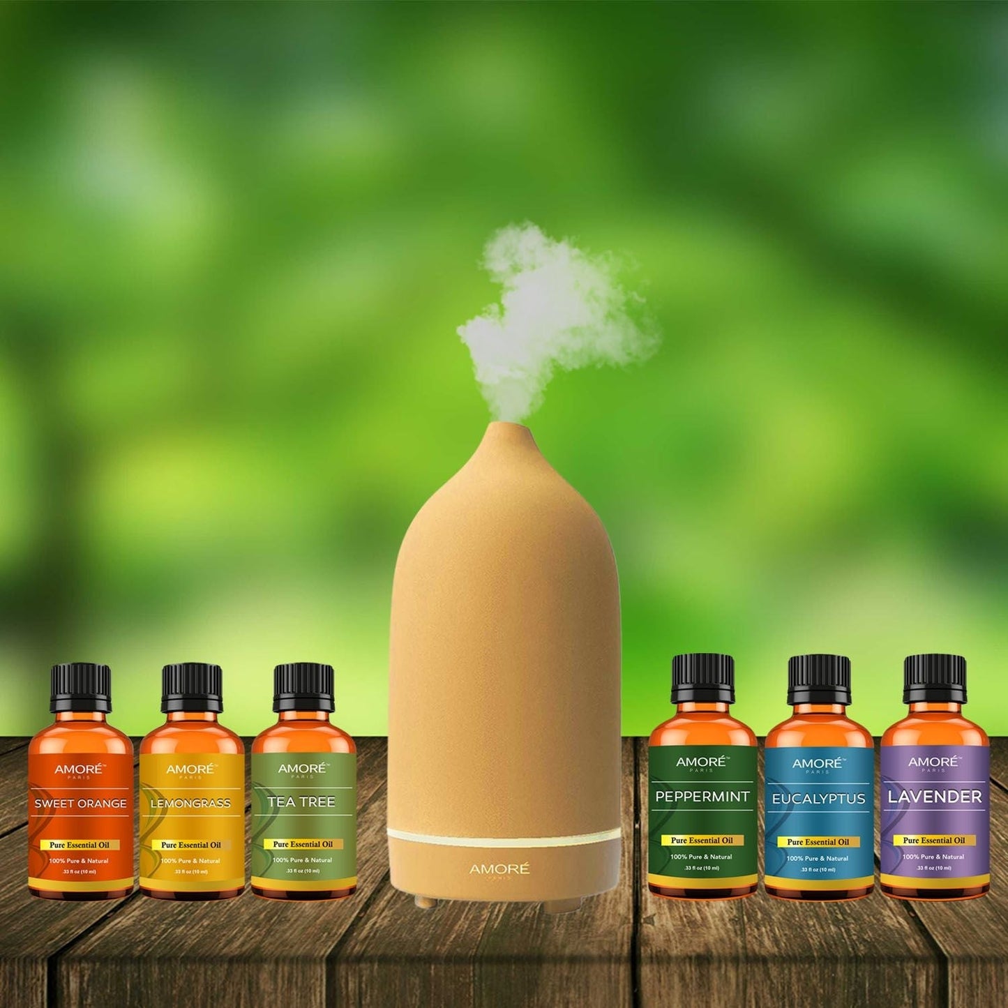 Skorter | 7-Piece: Ultrasonic Aromatherapy Essential Oil Diffuser with Essential Oils